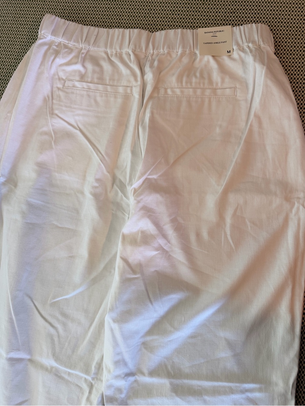 Banana Republic White tapered linen-blend pull on ankle pant Size M #166 - Picture 6 of 14